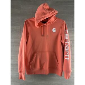 Carhartt Womens Relaxed Fit Hoodie Sweatshirt Medium Coral